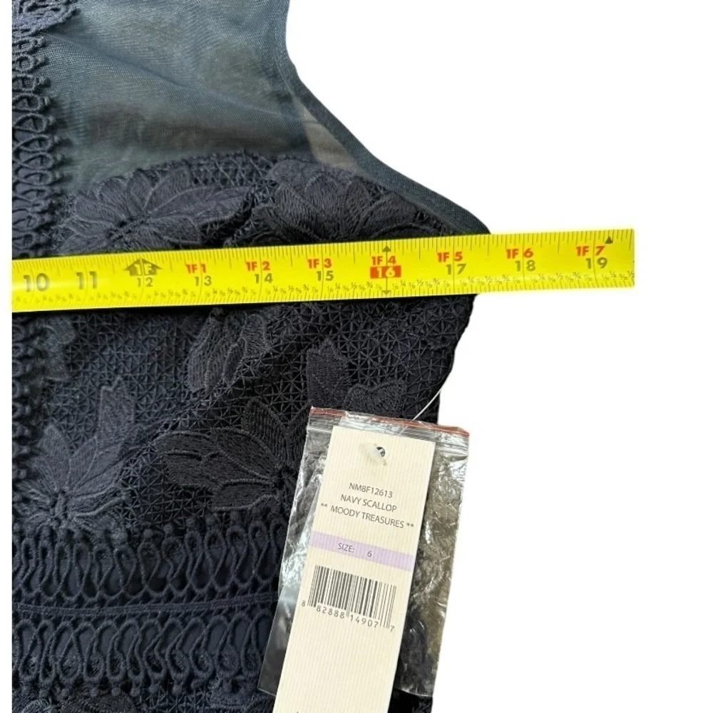 Nanette Lepore Navy Blue Lace Illusion Dress Sleeveless Cocktail Formal … - Picture 9 of 15